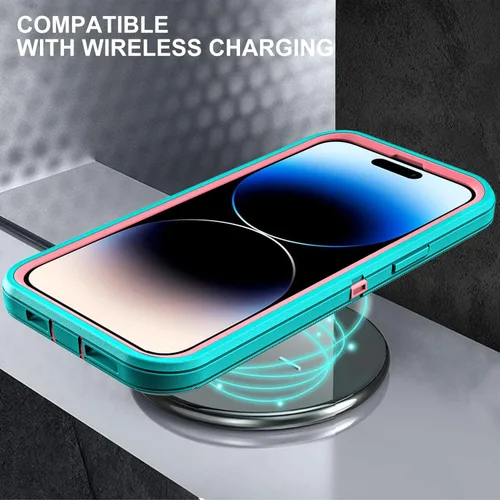 Vista 6 de YKHJKLEC para iPhone 14 Pro, funda de grado militar 3 en 1 resistente, a prueba de golpes/caídas/polvo con 2 piezas de protector de pantalla