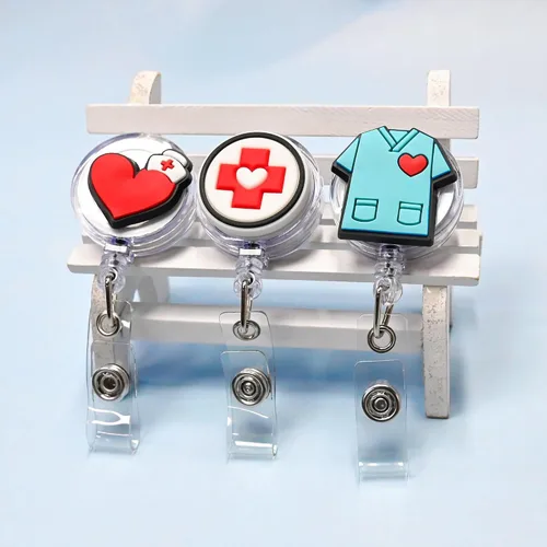 Vista 6 de Paquete de 10 carretes retráctiles para insignias de enfermera, porta-identificación de enfermería lindos para enfermeras, médicos, salud, hospital