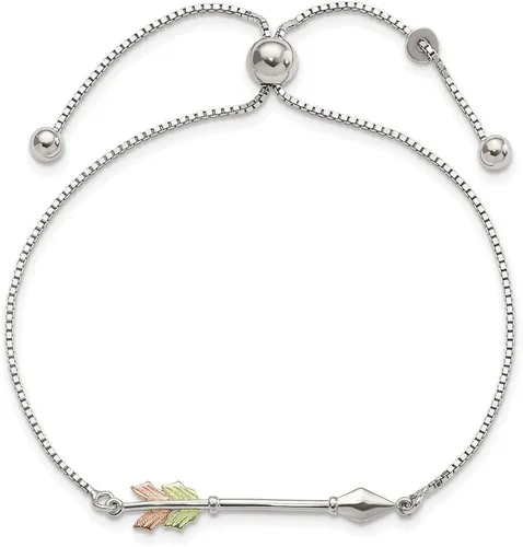 Vista 2 de Pulsera ajustable de plata de ley de oro de 12 quilates con flecha, joyería fina para mujer, Metal, Gema