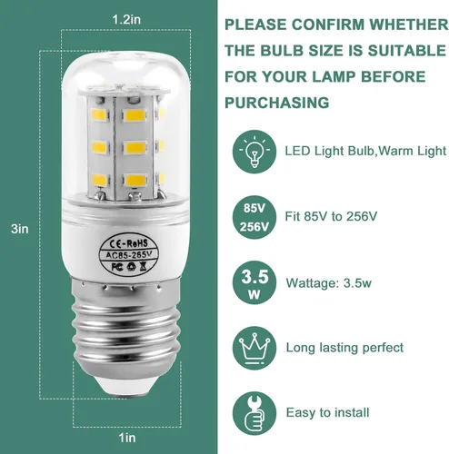 Vista 3 de AMI PARTS 5304511738 Bombilla para refrigerador kei d34l, bombillas LED para refrigerador de 3.5 W compatibles con bombilla frig.idaire AP6278388