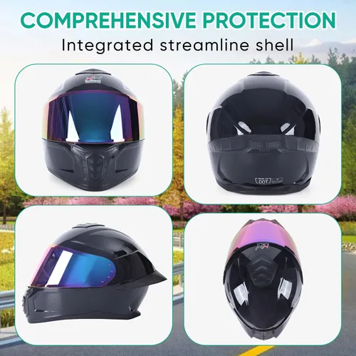 Vista 3 de Full Face Motorcycle Racing Street Bike Helmet with Cycling Glasses and Visor for Unisex-Adult