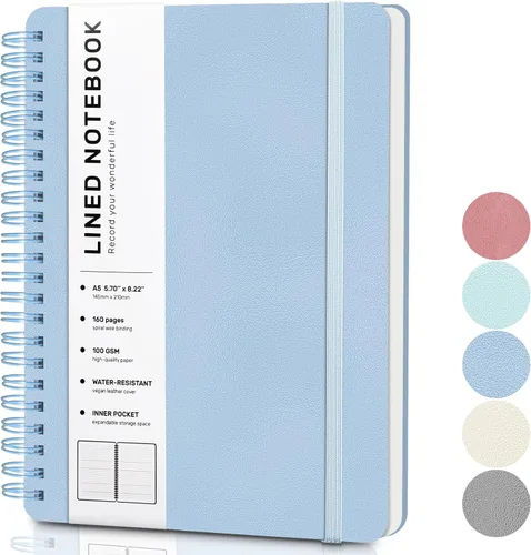 Vista 14 de Cuaderno rayado en espiral, cuaderno en espiral A4, 8.5 x 11 pulgadas, papel grueso de 100 GSM, cuadernos de diario encuadernados en espiral