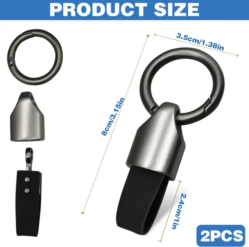 Vista 2 de 2 clips para llavero de automóvil, llavero de cuero, llavero para llaves de automóvil, llavero con llavero con hebilla de aleación de zinc, llavero
