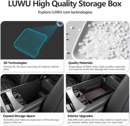 Vista 6 de LUWU Bandeja organizadora para consola central Ford Edge 2024 2020 2021 2022 2023 2024 Ford Edge SE/SEL/ST-Line/Titanio/ST, organizador de consola