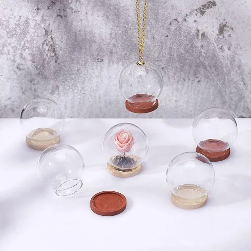 Vista 5 de NBEADS 6 piezas de mini cúpula de cristal, 1.57 pulgadas de diámetro, cúpula redonda de cristal de la cúpula de cristal transparente con base