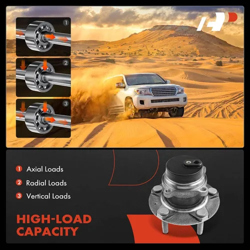 Vista 4 de A-Premium Cojinete de rueda delantera y conjunto de cubo con 5 lengüetas compatible con Mazda MX-5 Miata 2006-2015, solo ABS de 4 ruedas