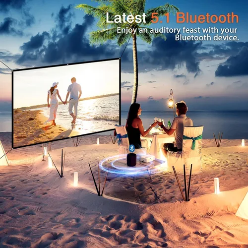 Vista 5 de Mini Proyector, VOPLLS 1080P Full HD WiFi Bluetooth Proyector Portátil, Proyector de Video de Cine en Casa al Aire Libre, 50% Zoom, Compatible