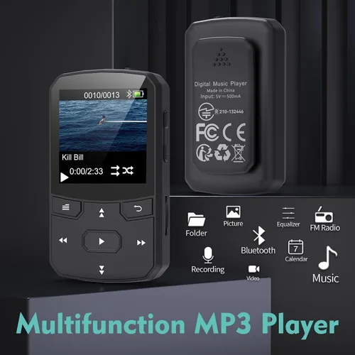 Vista 6 de RUIZU - Reproductor MP3 con clip de 64 GB con Bluetooth 5.3, reproductor de música portátil con grabadora de voz para deporte y carrera, radio FM