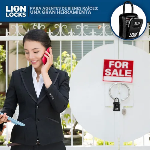 Vista 6 de Caja de bloqueo de llaves Lion Locks - Caja de bloqueo de llaves para casa, Caja de bloqueo inmobiliaria con combinación, Caja de seguridad