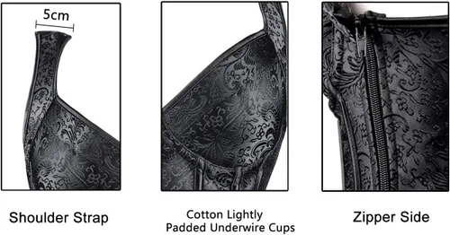 Vista 5 de Kimring Corsé gótico de jacquard con tirantes para el hombro para mujer