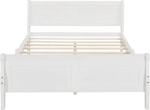 Vista 4 de Harper & Bright Designs Base de cama de madera tamaño Queen con cabecero y estribo, cama de plataforma tamaño Queen con soporte de listones