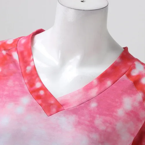 Vista 4 de Women's V Neck Butterfly Print Short Sleeve T Shirt Top Casual Summer Blouse Outer Wear Women Tees & Blouses Tunic Tops