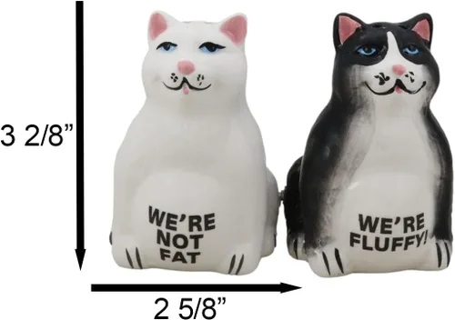 Vista 3 de Ebros Gift Feline - Juego de figuras magnéticas de cerámica con diseño de gatos esponjosos, salero y pimentero, 3.25 pulgadas de alto, diseño