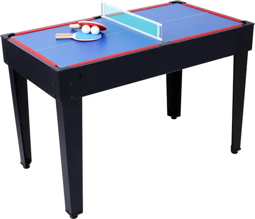 Vista 8 de Juego de mesa de juego 5 en 1 para el hogar, sala de juegos, amigos y familia, con billar, hockey de empuje, futbolín, ping pong y baloncesto, negro