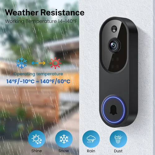 Vista 6 de Guggre Cámara de timbre de video inalámbrico 1080P, visión nocturna, almacenamiento en la nube (se vende por separado), solo Wi-Fi de 2.4 GHz