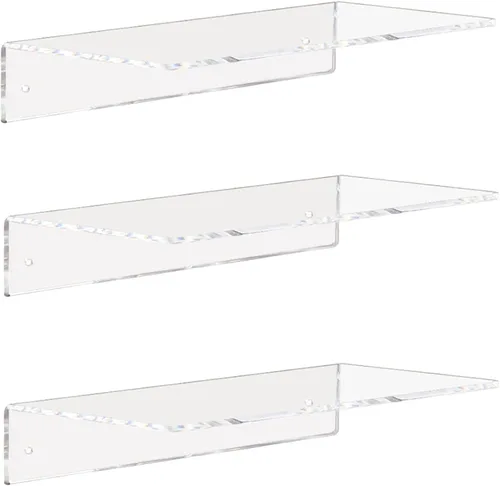 Vista 8 de Weiai Estantes acrílicos transparentes de 12 pulgadas, estante flotante montado en la pared para almacenamiento en la pared, juego de 2