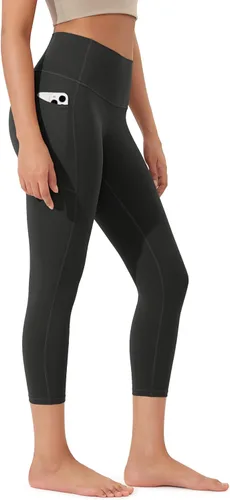 Vista 45 de ODODOS Pantalones capri de yoga suaves como mantequilla para salón con bolsillos para mujeres, leggings capri de cintura alta de 14"/19"/21