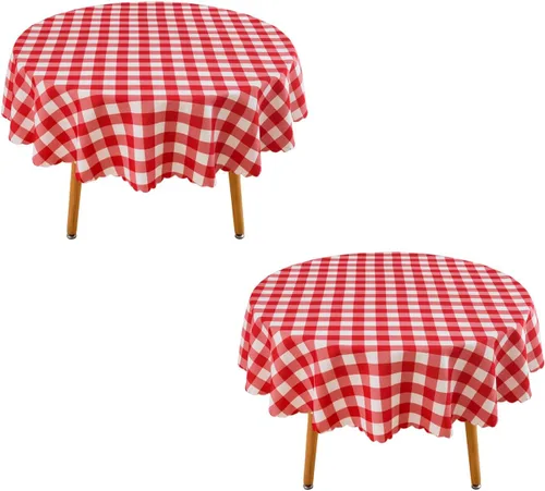 Vista 42 de MANGATA CASA Mantel de cuadros rosa para mesas cuadradas, mantel a cuadros, impermeable, para cocina y mesa, mantel de poliéster a cuadros sin Rosa