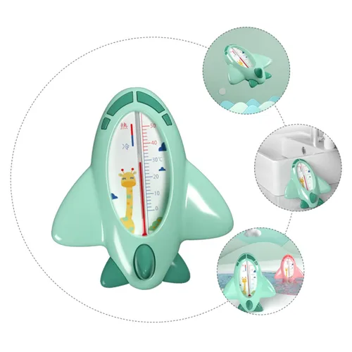 Vista 7 de TOYANDONA Termómetro de agua de baño verde plano de dibujos animados seguro PP Material recién nacido flotante Detector de temperatura para baño