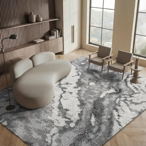 Vista 30 de SAFAVIEH Horizon Shag Collection - Alfombra decorativa, 2 x 3 pies, gris y azul, no desprende pelusa y de fácil cuidado, 2 pulgadas de grosor, ideal