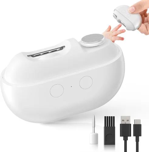 Vista 9 de Cortaúñas eléctrico con carga USB: cortaúñas automático con luz LED y almacenamiento de clip, recortadora de uñas de seguridad recargable por USB