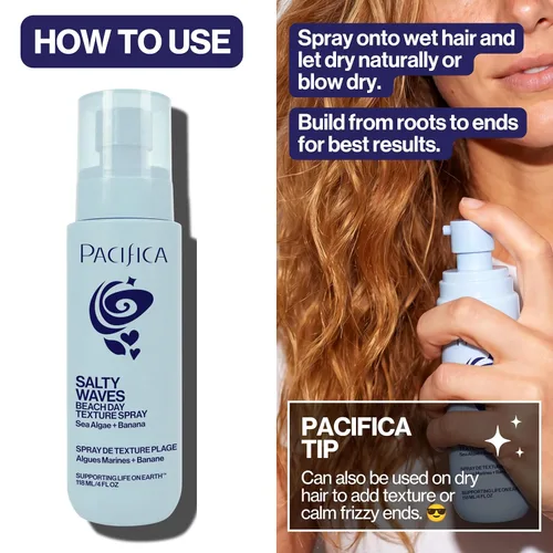 Vista 7 de Pacifica Salty Waves - Spray texturizante de sal marina, aroma a coco de 4 onzas, espray para el cabello Beachy Waves para textura y volumen