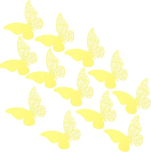 Vista 12 de 12 calcomanías de pared de mariposa 3D, decoración de pared de bricolaje, mariposas de papel extraíbles, decoración de dormitorio de niños y boda