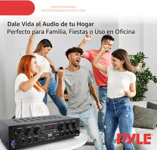 Vista 6 de Pyle Sistema de amplificador de audio para el hogar inalámbrico Bluetooth - Receptor estéreo de potencia de sonido de 6 canales actualizado de 750