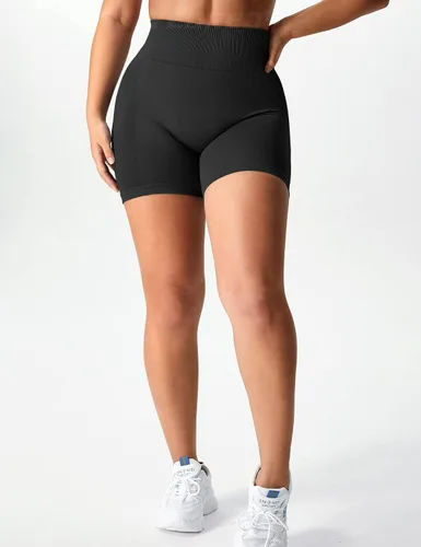 Vista 3 de YEOREO Pantalones cortos de entrenamiento sin costuras para mujer, cintura alta, intensifican correr, yoga, gimnasio, entrenamiento