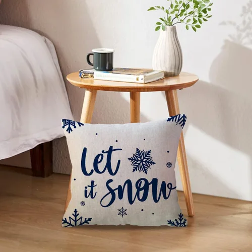Vista 2 de ULOVE LOVE YOURSELF - Juego de 2 fundas de almohada para decoración de invierno, fundas de almohada de Navidad estilo granja, diseño de copos