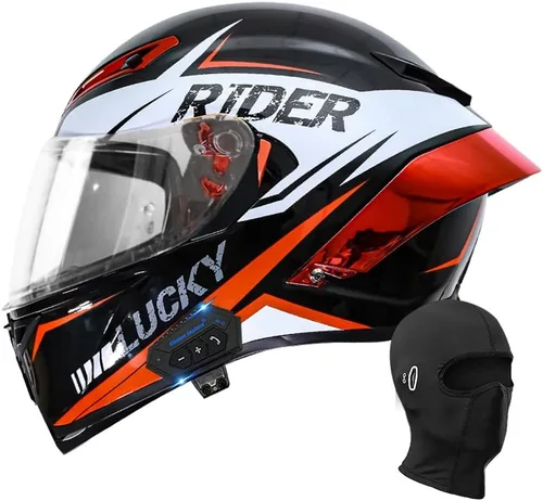 Vista 9 de Casco de motocicleta Bluetooth de cara completa, aprobado por DOT, casco antivaho, doble visera, casco de bicicleta de calle, altavoz dual integrado