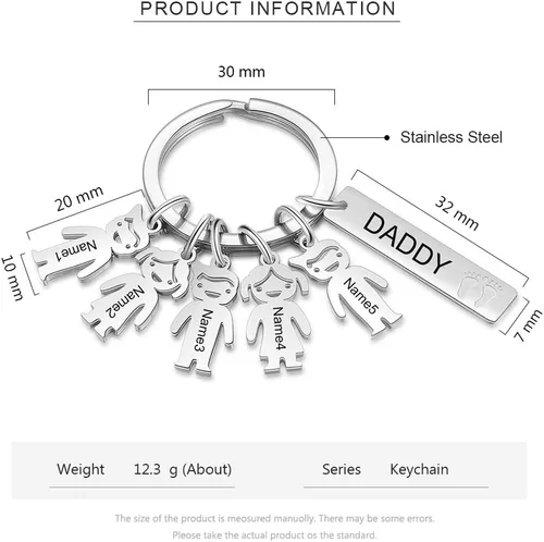 Vista 2 de kaululu Personalized Keychain for Mom Dad Custom Family Keychain with Charm Dolls for Men Women Name Keyring
