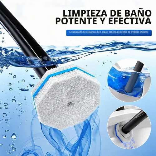Vista 2 de Cepillo desechable para inodoro, limpiador de inodoro, suministros de limpieza de inodoro, escobilla de inodoro con soporte, varitas limpiadoras