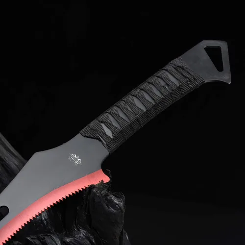 Vista 2 de Espada Ninja de acero inoxidable con vaina, cuchillo táctico de artes marciales para exteriores Rojo