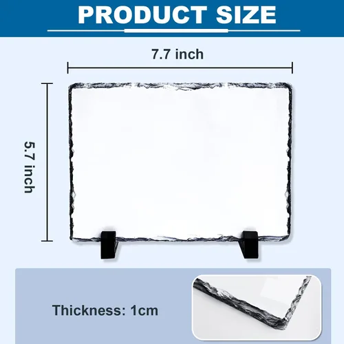 Vista 2 de 6 paquetes de pizarrón en blanco para sublimación, lámina de transferencia térmica de piedra para marco de fotos de sublimación DIY con soporte