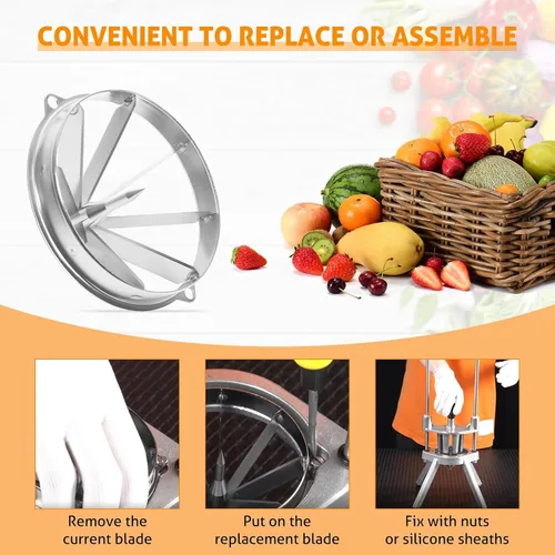 Vista 4 de Cuchilla cortadora de frutas de acero inoxidable desmontable y afilada para frutas, manzanas, peras, naranjas, pitaya, limón, etc., ahorro de mano