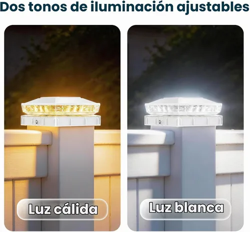 Vista 3 de Paquete de 12 luces solares para postes de madera/vinilo de 4 x 4 Blanco