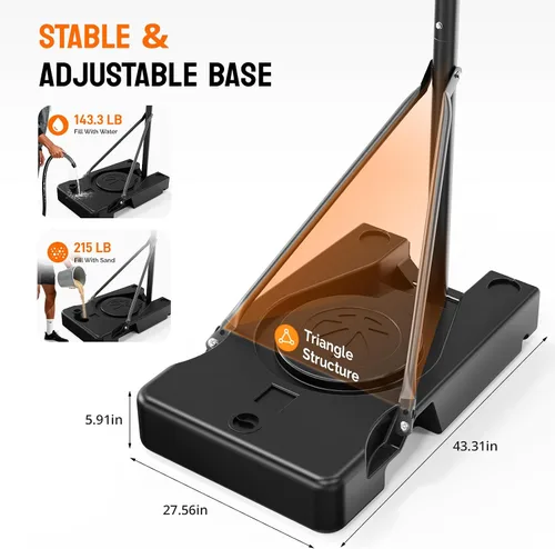 Vista 6 de PEXMOR 4.92-10 FT Portable Basketball Hoop with 44" Backboard for Teens