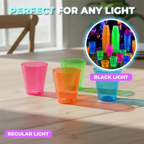 Vista 10 de Party Essentials Vasos de disparo de plástico duro de 2 onzas, 40 unidades, neón surtidos