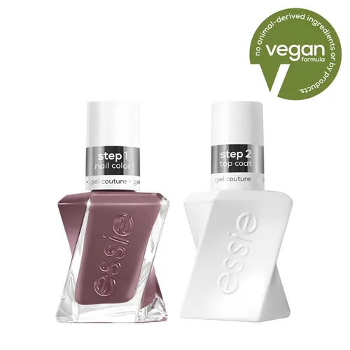 Vista 2 de essie Kit de esmalte de uñas de gel, esmalte de uñas malva + capa superior, Take Me To Thread, 0.46 onzas cada uno