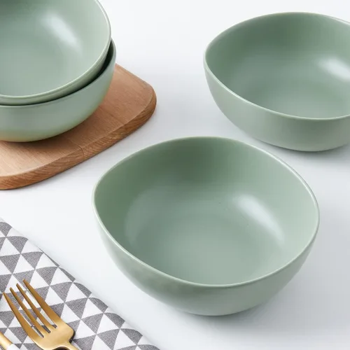 Vista 6 de Stone Lain Delilah Honeydew Green - Juego de platos de porcelana de 6 piezas, cuencos de cocina para cenas diarias, sopas, ensaladas, pasta