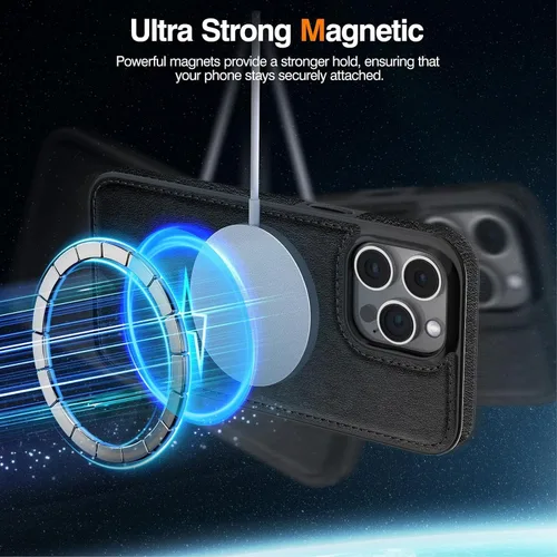 Vista 3 de LOHASIC MagSafe, funda de piel sintética suave y magnética para iPhone 15 Pro, de piel sintética, para hombres y mujeres, funda delgada de diseñador