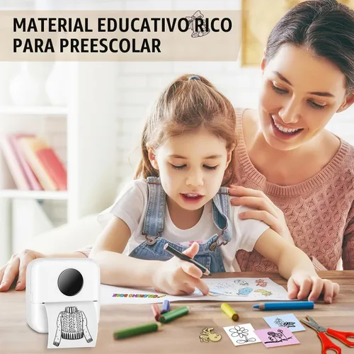 Vista 7 de Mini impresora Bluetooth de bolsillo - Impresora térmica portátil con 10 rollos de papel para diario/álbum de recortes