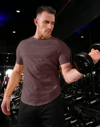Vista 5 de Pinkbomb Camisetas musculares para hombre, de manga corta, para entrenamiento, gimnasio, ajustadas, para hombre