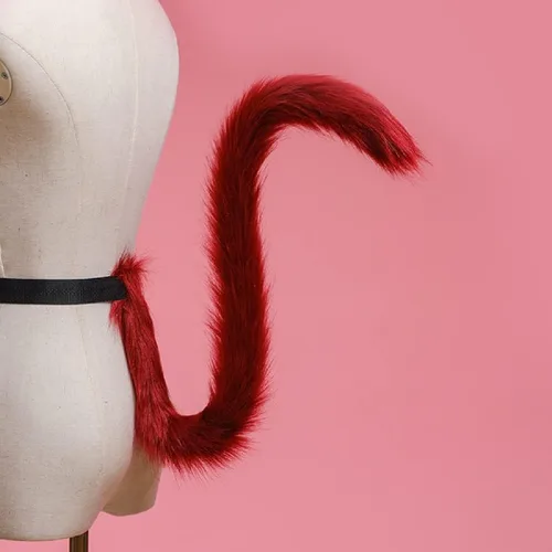 Vista 2 de Juego de 2 diademas largas de cola y orejas de gato, accesorios para disfraz