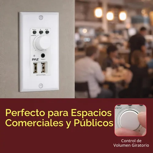 Vista 6 de Receptor de audio Bluetooth integrado a la pared PWPBT57 Pyle, entrada auxiliar para sistemas de sonido