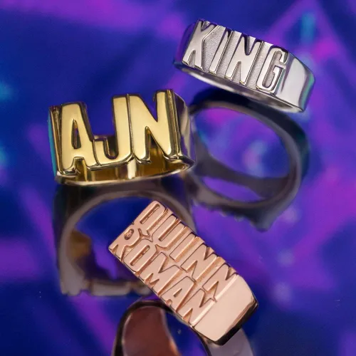 Vista 4 de AILIN Anillos personalizados con nombre de plata de ley 925 personalizados 1 2 3 iniciales anillos personalizados con dos nombres para mujeres