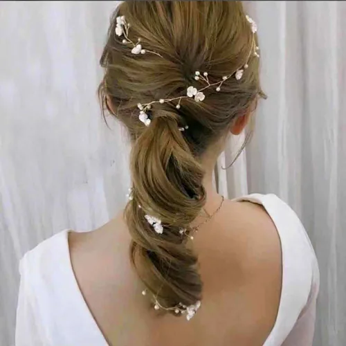 Vista 2 de YERTTER Diademas de perlas hechas a mano con cristales florales para bodas, fiestas, accesorios para el cabello de novia, para mujeres y novias