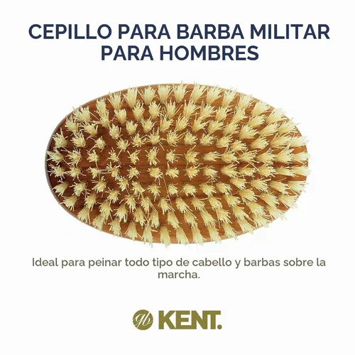 Vista 3 de Kent Cepillo de pelo militar ovalado para hombre, cerdas de jabalí negro 100% naturales para el cuidado del cabello, bigote y barba, cepillo