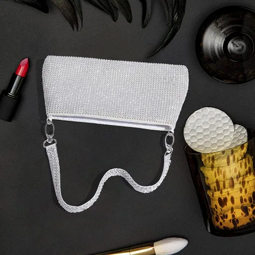 Vista 4 de YUWITA Bolso de noche con diamantes de imitación para mujer
